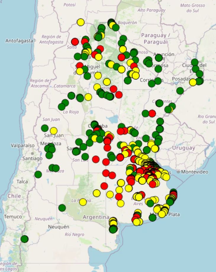 El mapa del arsénico muestra las localidades afectadas en tiempo real.  