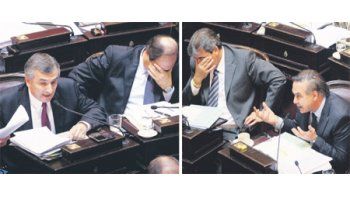 ámbito.com | Gerardo Morales y Ernesto Sanz, del radicalismo; Nicolás Fernández y Miguel Pichetto, del FPV, en distintos momentos de la sesión del Senado.