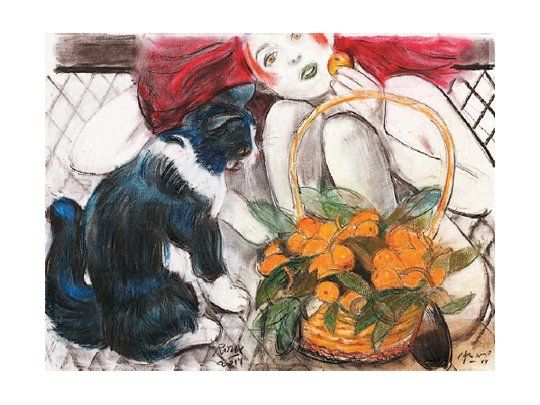 “Gato pintor”, una de las obras que integran la muestra “Carlos Alonso-Guillermo Roux-Sean eternos los pinceles…”, lúdicos ejercicios conjuntos de dos notables artistas.