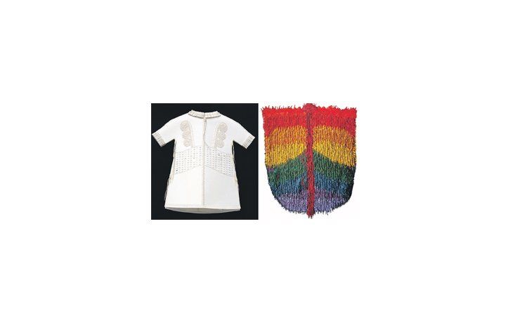 ámbito.com | “Traje para una doncella maya” de Lucy Frías, una pieza destacada dentro del rubro “artesanal”, discutiblemente diferenciada de la clásica.; “Manto- polilla con larvas” de Cristina Ferrer, obra ganadora del Primer Premio Adquisición dentro de la técnica c