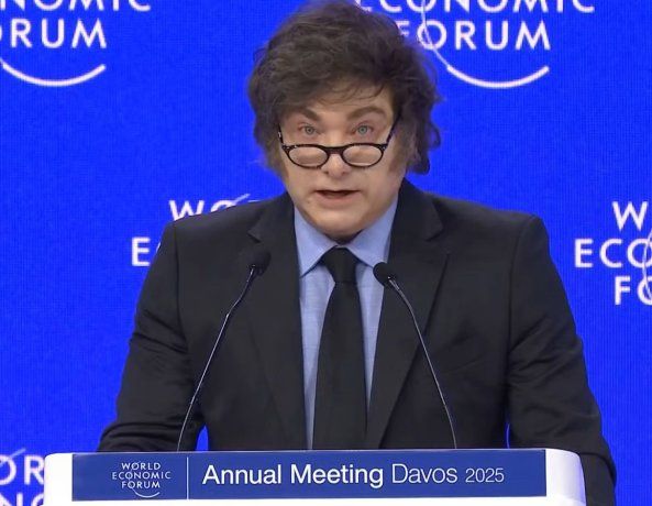 Javier Milei en su intervención en el Foro de Davos.