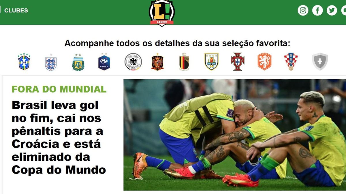 Los medios brasileños lamentaron la eliminación de su seleccionado en Qatar