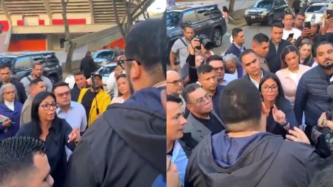 Estudiantes cruzaron a Delcy Rodríguez para exigir la liberación de los presos políticos.