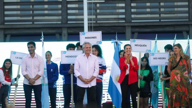 Alberto Fernández, en la inauguración de los Juegos Evita de Playa.&nbsp;