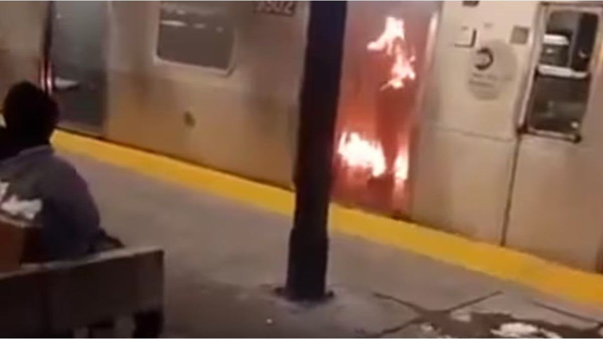 A man set fire to and killed a woman while she was sleeping in a New York subway car.