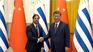 Luis Lacalle Pou and Xi Jinping at their state meeting. Luis Lacalle Pou and Xi Jinping at their state meeting.