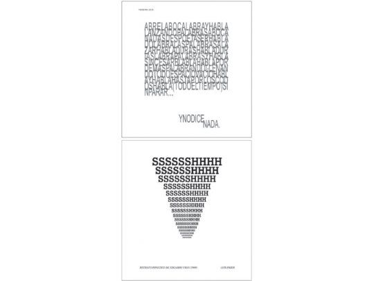 Arriba, “Hablantes”, de Claudio Mangifesta, y abajo, “Retrato fonético”, de Luis Pazos, dos de las obras reunidas en “Letra suelta - Poesía visual”.
