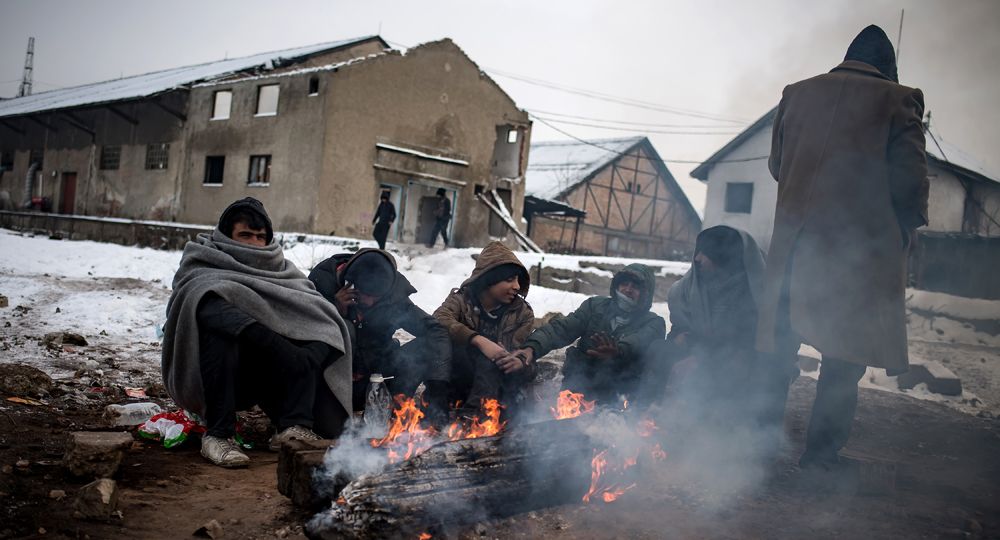 Un grupo de migrantes en Belgrado, Serbia.