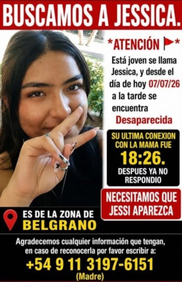 Las autoridades solicitaron que cualquier persona que pueda aportar información sobre el paradero de Jessica Benítez Barbudes se comunique al 11-3197-6151, al 911 o a la dependencia policial más cercana. Las autoridades solicitaron que cualquier persona que pueda aportar información sobre el paradero de Jessica Benítez Barbudes se comunique al 11-3197-6151, al 911 o a la dependencia policial más cercana.