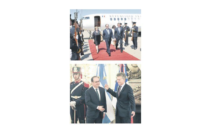 François Hollande llegó ayer a la Argentina a las 15.30. Fue recibido por Susana Malcorra y Emilio Monzó. De allí partió a encontrarse con Horacio Rodríguez Larreta y poco después con Mauricio Macri en la Rosada