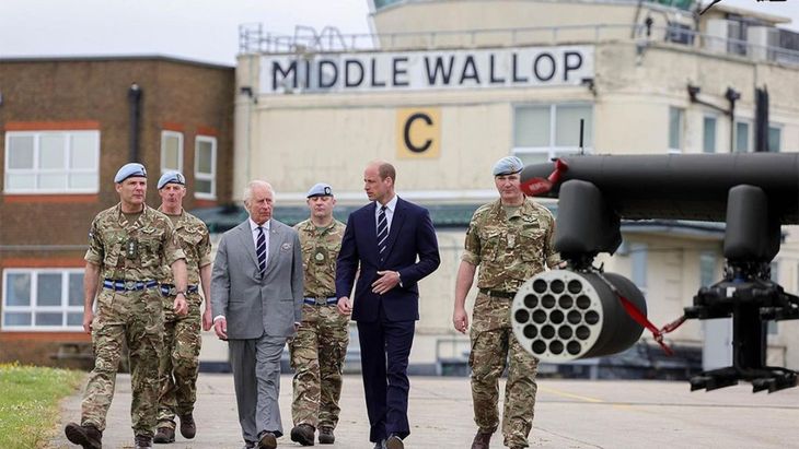 Charles III and Prince William were shown together at the Army Aviation Center at Middle Wallop in Hampshire. Charles III and Prince William were shown together at the Army Aviation Center at Middle Wallop in Hampshire.