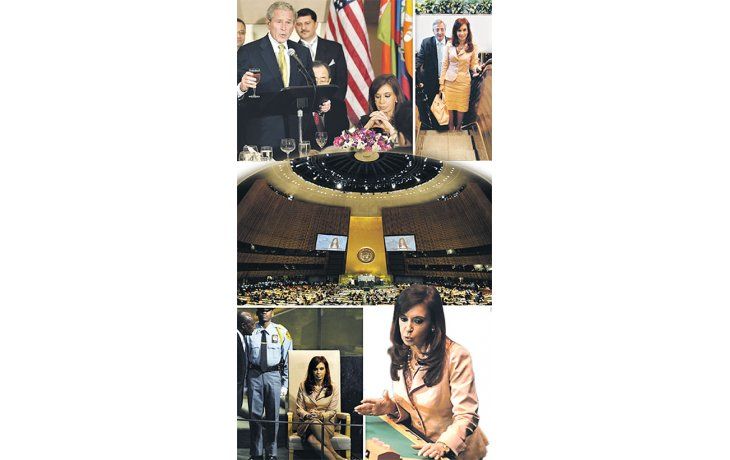 ámbito.com | El presidente George W.Bush compartió anoche lamesa con Cristina deKirchner en la cena queofreció el secretario generalde la ONU, Ban Ki-Moon. Enel inicio de la jornada, laPresidente llegó con suesposo a la ONU, dondeluego pronunció su d