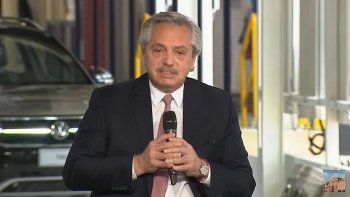 Alberto Fernández durante el acto en la planta de Volkswagen en General Pacheco.&nbsp;