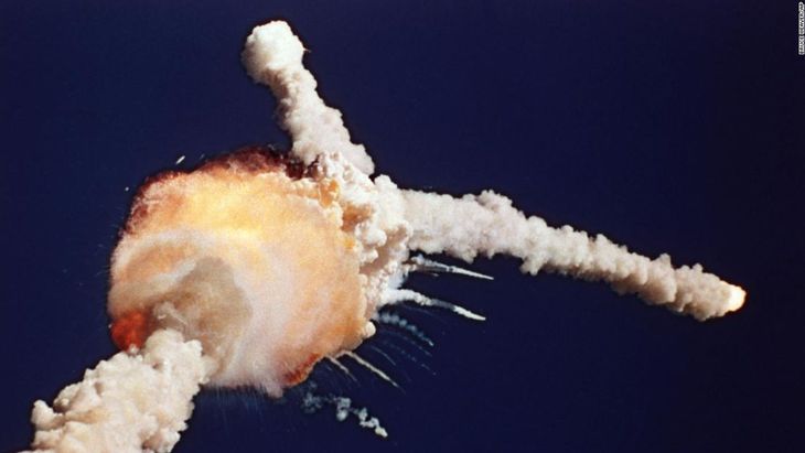 The Challenger ferry, from where this iconic photograph was taken, suffered a tragedy two years later, remembering the dangers inherent to space exploration.