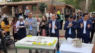 Neuquén. En el 108 aniversario de Añelo estuvieron el gobernador Omar Gutiérrez, el intendente actual Milton Merlo y el próximo, Fernando Banderet.