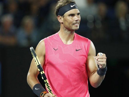 Rafael Nadal festeja luego de vencer a Delbonis.