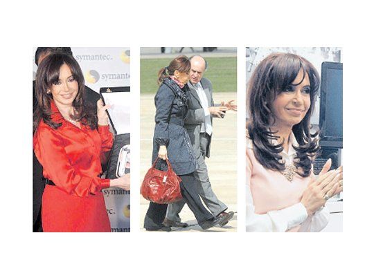 Después de semanas de trajes grises, Cristina de Kirchner volvió a vestir ropa colorida. También regresaron al look las carteras importadas y las joyas brillosas.