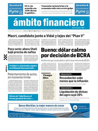 Tapa Edicion Impresa del 2019-04-02