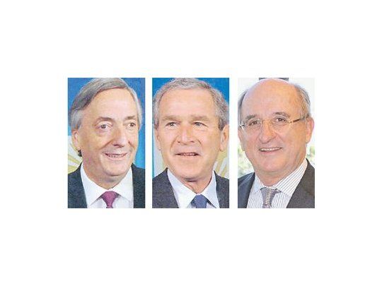 Néstor Kirchner, George W. Bush y Antonio Brufau