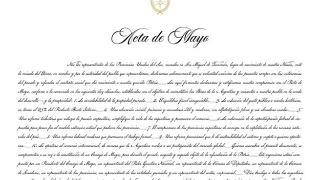 El texto del Acta del Pacto de Mayo contiene 10 puntos.&nbsp;