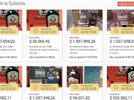 Los precios de los lotes con bebidas van de los $38.000 a más de $1 millón.
