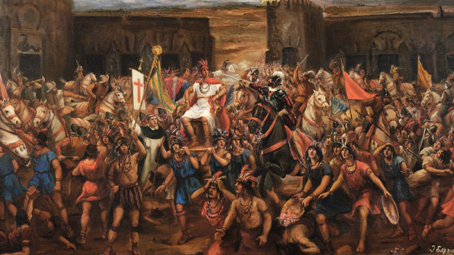 Emboscado del ejército español y captura de Atahualpa.