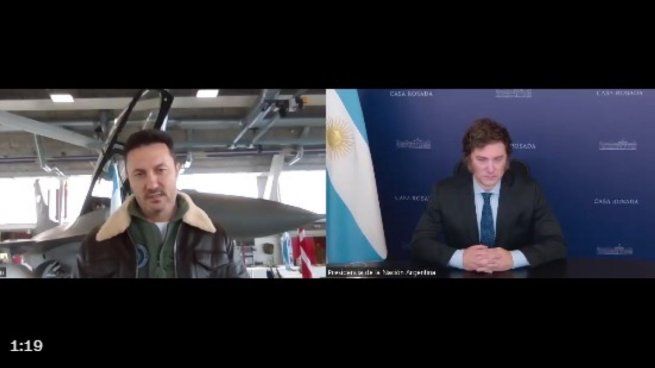 Luis Petri y Javier Milei celebraron la compra de aviones casa a Dinamarca. 