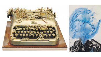 Obra de Jean Francois Bory, una de las 68 de la Colección Palli del Centro de Arte Contemporáneo Luigi Pecci de Italia, que integran la muestra «Palabras-Imágenes y Textos». «Estoy contento» de Clorindo Testa, una de las 30 obras del patrimonio del Museo de Arte Moderno que «dialogan» con las italianas.