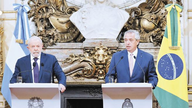 conferencia. Luis Inacio Lula Da Silva y Alberto Fernández, ayer en la Casa Rosada.