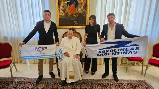 El Papa Francisco recibió a referentes del sindicato de Aeronavegantes.&nbsp;