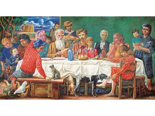 Berni. “Domingo en la chacra”, obra del maestro argentino que forma parte de la colección permanente del Museo Fortabat, en el Dique 4 de Puerto Madero.
