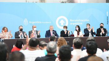 El presidente Alberto Fernández encabezó hoy en la Casa Rosada anuncios para la provincia de Tierra del Fuego, Antártida e Islas del Atlántico Sur.