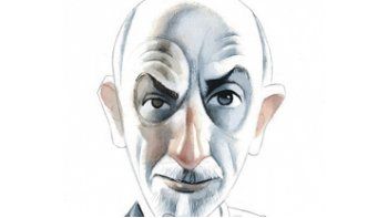 Caricatura de Luigi Pirandello que aparece en la tapa de los relatos completos del escritor.