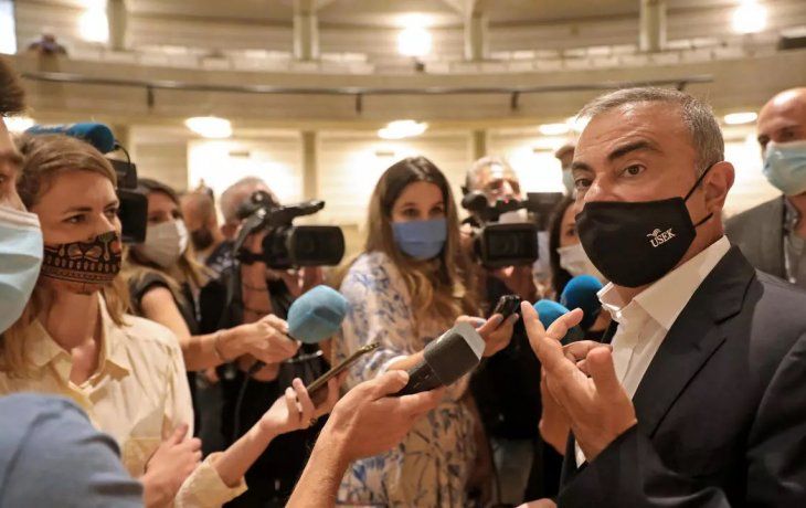 Carlos Ghosn durante una conferencia en una universidad de Beirut.