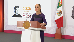 Claudia Sheinbaum en la Mañanera del Pueblo de este viernes.