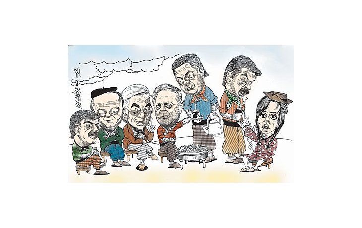 ámbito.com | Eduardo Buzzi, Fernando Gioino, Luciano Miguens, Mario Llambías, Alfredo de Angeli, Alberto Fernández y CristinaFernández de Kirchner.