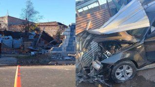 Así quedaron el refugio y el vehículo protagonista del choque