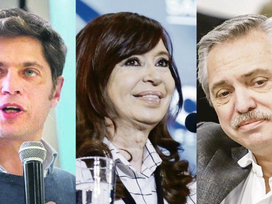 Axel Kicillof, Cristina Fernández de Kirchner y Alberto Fernández.