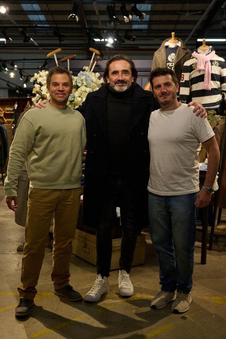 Ezequiel García y  Juan Ignacio Tubio Monaco, Ceos de Tango Fabric junto a Julian Dunkerton, Ceo de Superdry.  