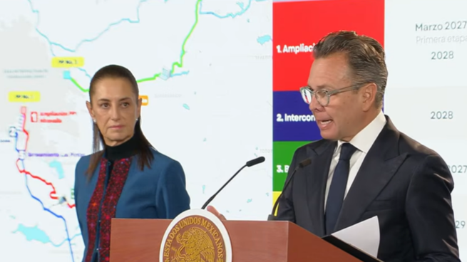 Pablo Lemus y Claudia Sheinbaum en la Mañanera.&nbsp;