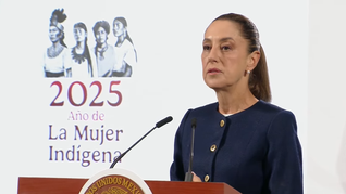 Claudia Sheinabum en la Mañanera del Pueblo de este lunes.