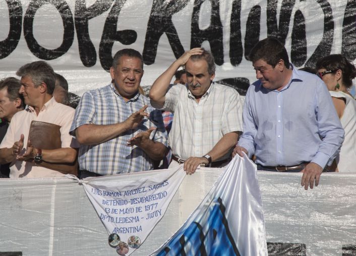 El dirigente Luis Delia, junto al exsecretario de Comercio, Guillermo Moreno y el exgobernador bonaerense, Gabriel Mariotto.