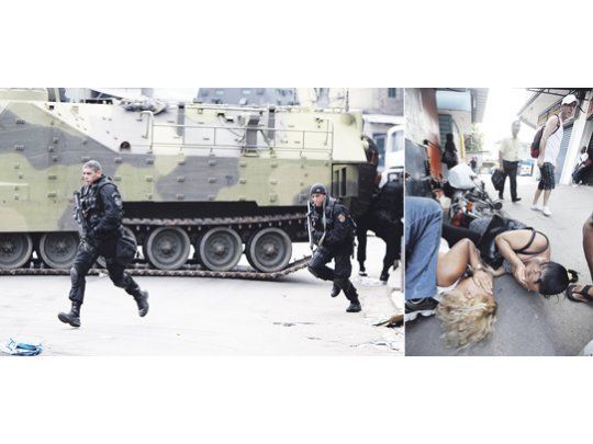 Tras los tanques, ingresaron los efectivos de elite, que inéditamente recibieron aplausos de los pobladores. El asalto tomó por sorpresa a muchos habitantes de Vila Cruzeiro, como a dos mujeres que trataban de protegerse.