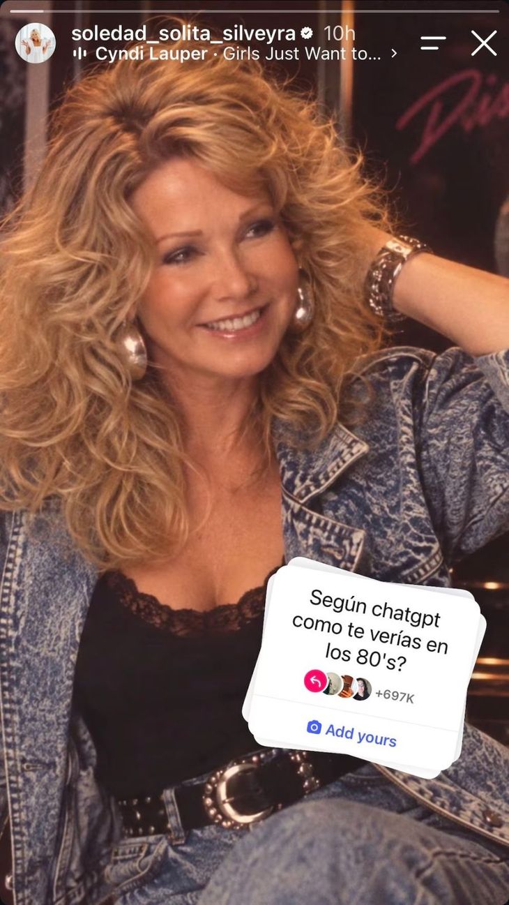 Solita se sumó a la nueva tendencia de Instagram con su foto ochentosa. Solita se sumó a la nueva tendencia de Instagram con su foto ochentosa.