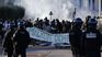 Protesters block streets from Paris in protest against the cuts of the French government.