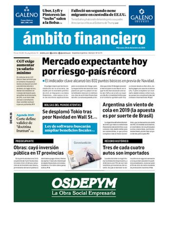 Tapa Edicion Impresa del 2018-12-26