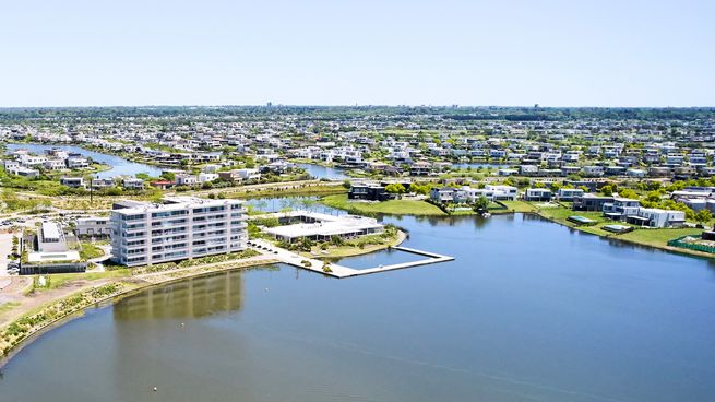 Vista aérea de Puertos, uno de los mega emprendimientos ubidados en el partido de Escobar