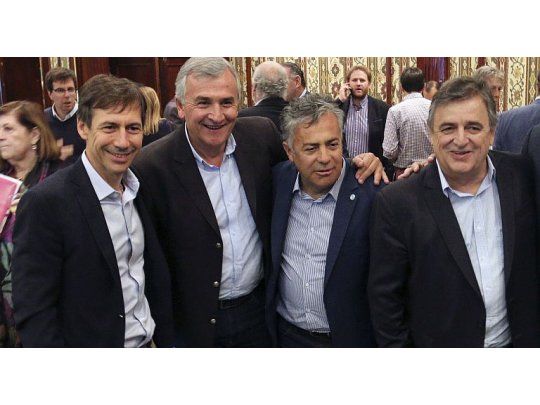 De izq. a der.: Luis Naidenoff, Gerardo Morales, Alfredo Cornejo y Mario Negri.