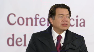 Mario Delgado en la Mañanera de este lunes. Mario Delgado en la Mañanera de este lunes.