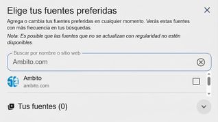 Google ahora te permitirá elegir a Ámbito como una fuente preferida. Google ahora te permitirá elegir a Ámbito como una fuente preferida.